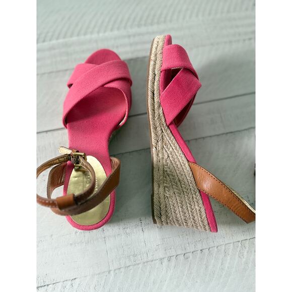 Coach Pink Espadrille Wedge Sandals - Size 8.5 - Picture 2 of 7